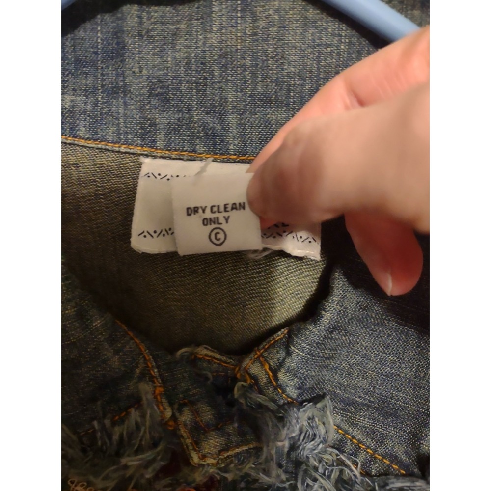 Flashback Couture Denim Jacket Small Artsy Boho Indie Sleaze Festival Grunge - Picture 4 of 5